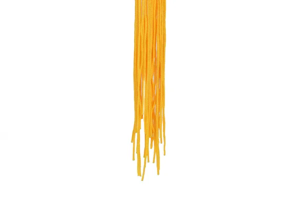 Hanging Bundle Orange Laces Isolated White Background Close — Stock Photo, Image