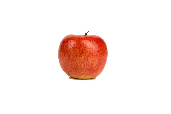 Une Pomme Rouge Cireuse Artificielle Isolé Sur Fond Blanc Gros — Photo