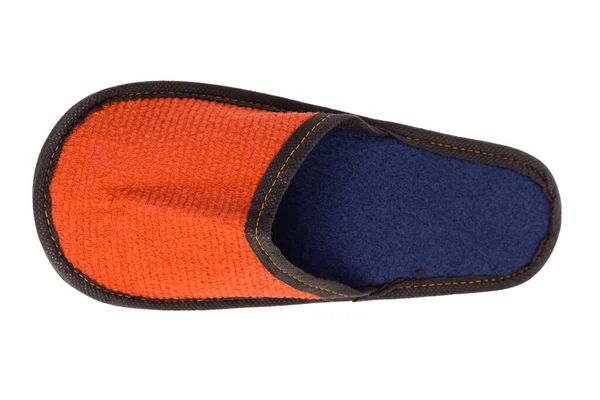 Las Zapatillas Hechas Fieltro Tienen Color Azul Naranja Aislado Sobre —  Fotos de Stock