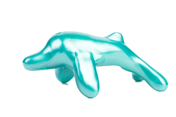 Stylizovaná Tyrkysová Delfíní Figurka Izolované Bílém Pozadí Detailní Záběr — Stock fotografie