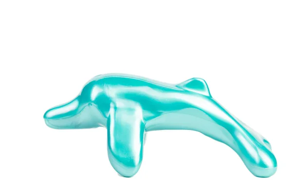 Stylized Turquoise Dolphin Figurine Isolated White Background Close — Stock Photo, Image