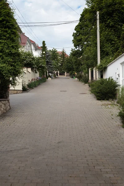 Picturesque Alley Modern Suburb Roadway Paved Paving Slabs — стоковое фото