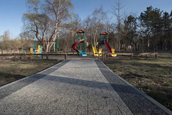 Colorful Playground Yard Park City Life Blue Sky — Fotografia de Stock