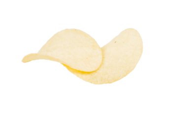 İki Goldish Lezzetli Patates Cipsi. Beyaz arka planda izole edilmiş. Yakın plan..