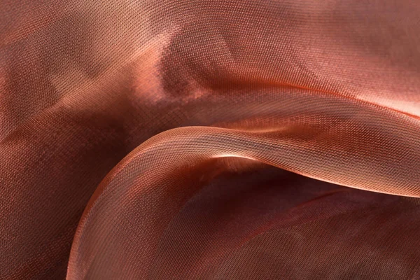 Texture Fabric Close Brown Beautiful Abstract Background Made Wavy Fabric — Zdjęcie stockowe