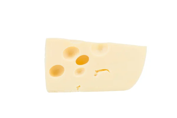 感情的なチーズピース スイスチーズ 白い背景に隔離されている 高解像度画像 — ストック写真
