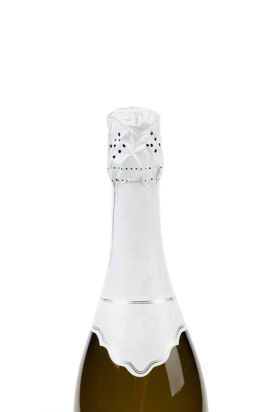 Photo Top Champagne Bottle Isolated White Background Close — Zdjęcie stockowe