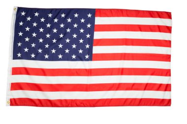 Amerika Birleşik Devletleri bayrağı. Wjite arka planında izole edilmiş. Yakın plan..