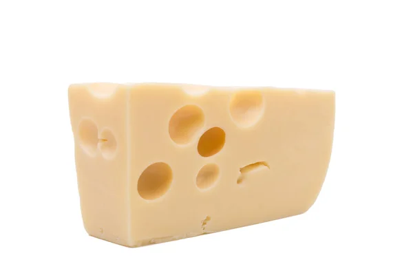 Emmentaler Käsestück Schweizer Käse Vereinzelt Auf Weißem Hintergrund Bild Hoher — Stockfoto