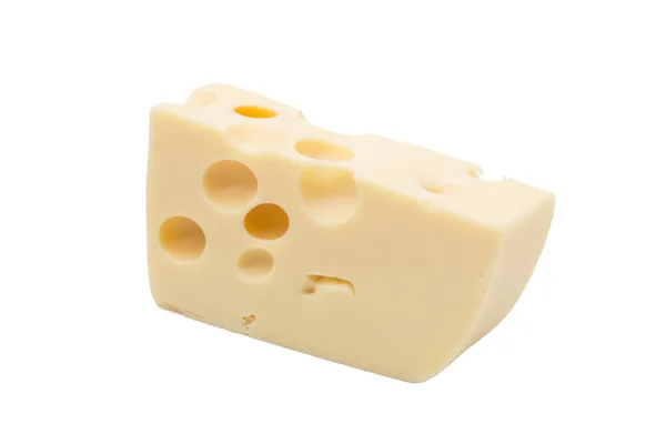 感情的なチーズピース スイスチーズ 白い背景に隔離されている 高解像度画像 — ストック写真