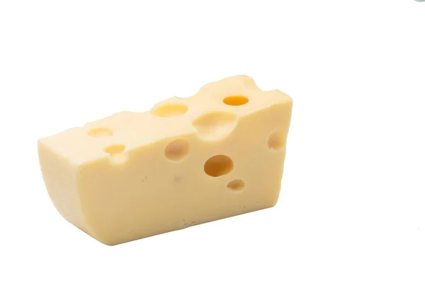 Emmentaler Käsestück Schweizer Käse Vereinzelt Auf Weißem Hintergrund Bild Hoher — Stockfoto