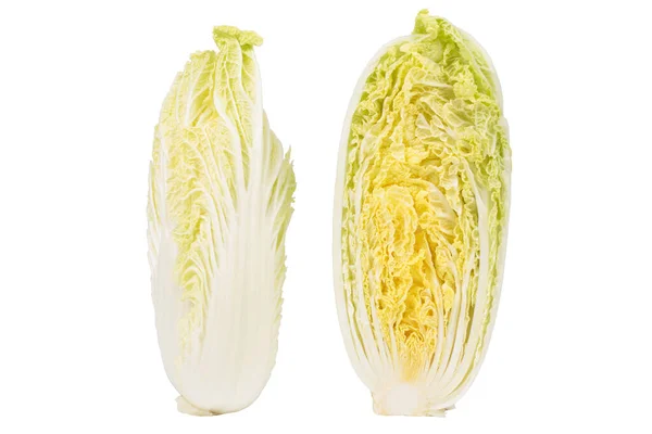Cross Section Whole Napa Cabbage Located White Surface Close — Stock Photo, Image