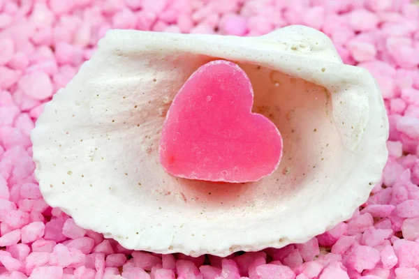 Heart soap in a shell — Stock Photo, Image