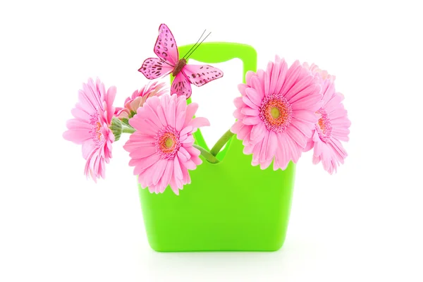 Flores de gerberas rosadas en una bolsa —  Fotos de Stock