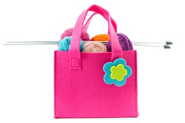 örgü iğne ve iplik Keçe Çanta topları