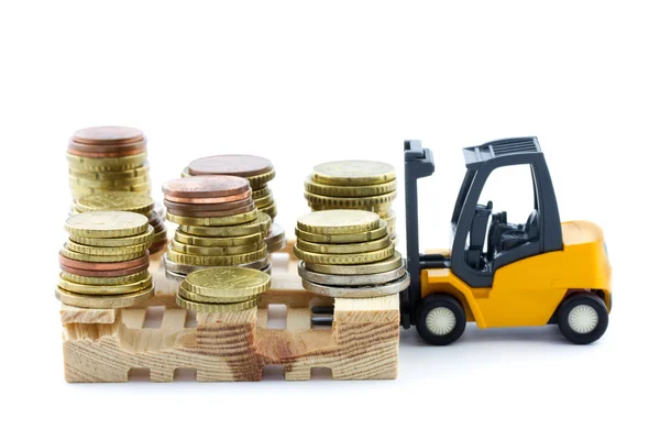 forklift truck Euro coins kaldırma