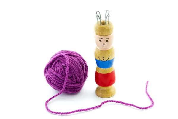 Boule de fil et bobine de tricot — Photo