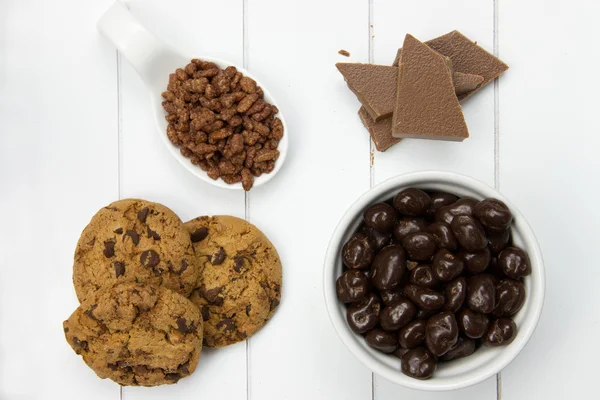 birkaç çikolata şekerleme Üstten Görünüm