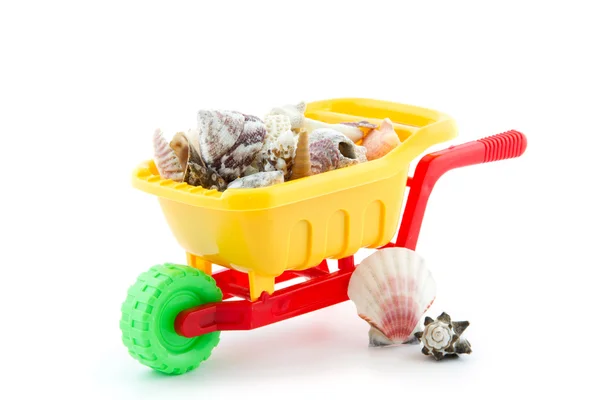Beach toy with seashells — Stock Photo, Image