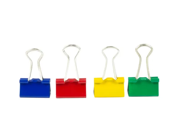 Kleurrijke clips op een rij — Stockfoto