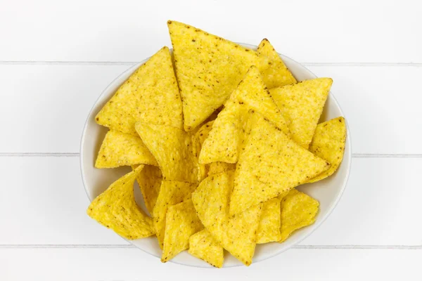 kase tortilla cips top-görünümü ile dolu