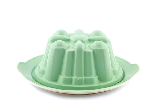 Green vintage pudding mold on white background — Stock Photo, Image