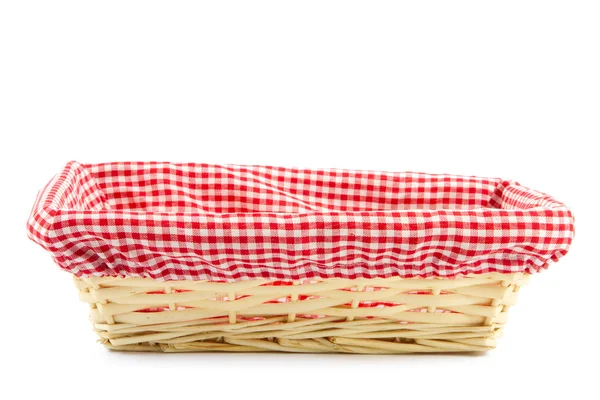 Empty bread basket with checkered cloth — Stock Photo, Image