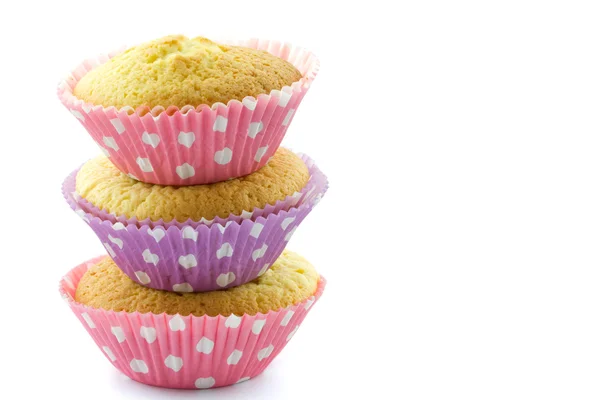 Tre cupcake in stampi maculati — Foto Stock