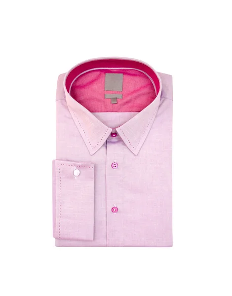 Rosa vikta skjorta isolerad på vit bakgrund — Stockfoto