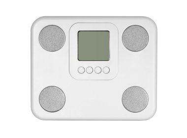 Beyaz bir arka plan üzerinde izole elektronik ağırlık ölçekler