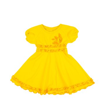 Beyaz arka plan üzerinde izole sarı bebek elbise