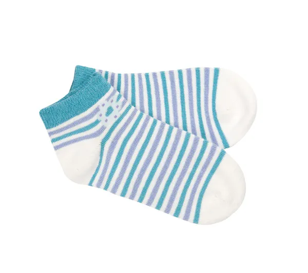 Pair of child's striped socks isolated on a white — Stock Photo, Image