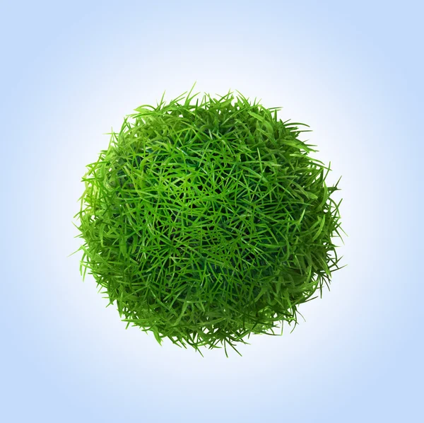 Green grass ball on blue background — Stock Photo, Image