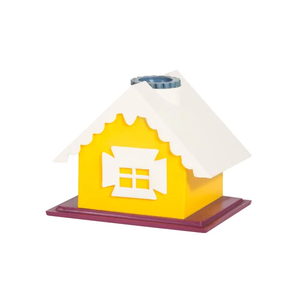 Yellow toy house model isolated on white background — Stock Photo, Image