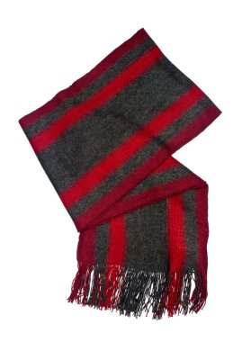 Beyaz bir arka plan üzerinde izole çizgili eşarp