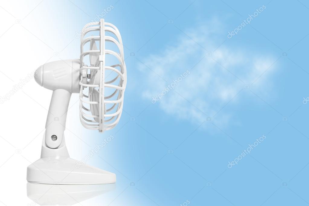 Table fan isolated on a sky background