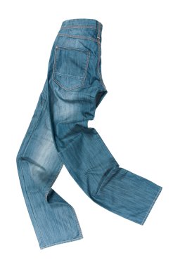 beyaz arkaplanda izole edilmiş mavi kot pantolon