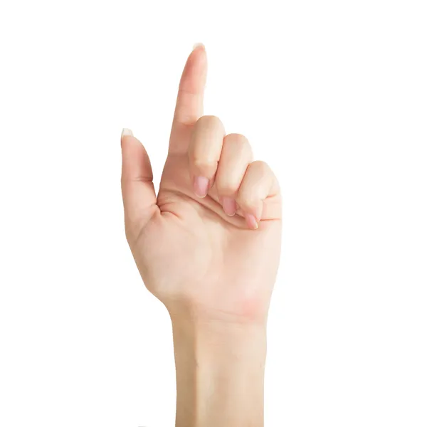 The hand pointing is on the white background — Stock Photo, Image