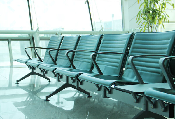 Contemporary lounge with seats in the airport