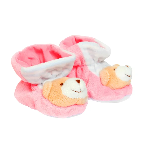 粉红色的宝宝靴子上孤立的白色背景 — 图库照片
