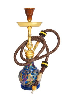 Beyaz bir arka plan üzerinde izole Arap nargile