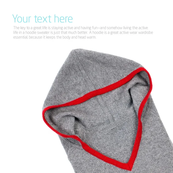 Kukuletalı izole üzerinde beyaz arka plan ile gri sweatshirt — Stok fotoğraf
