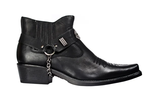 Černé kovbojské boty, izolované na bílém pozadí — Stock fotografie