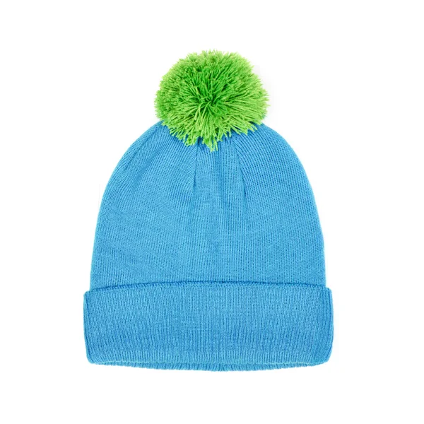 Beyaz arka plan üzerinde izole yeşil kış şapkası — Stok fotoğraf