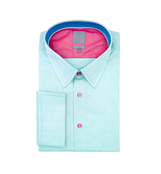 Camisa dobrada rosa isolada no fundo branco — Fotografia de Stock