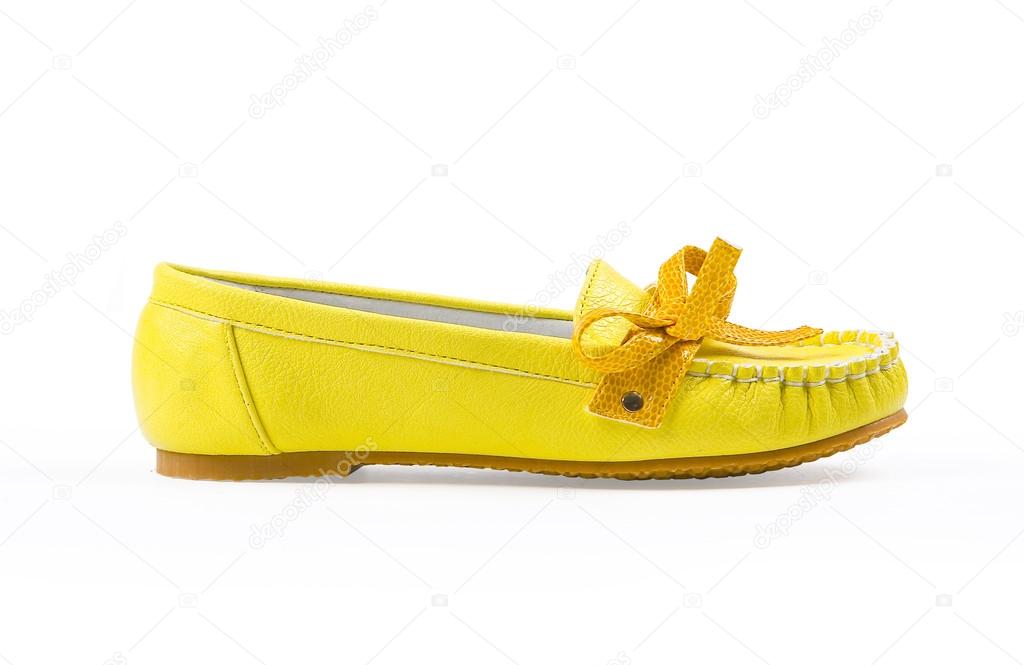 Yellow moccasin Isolated on white background