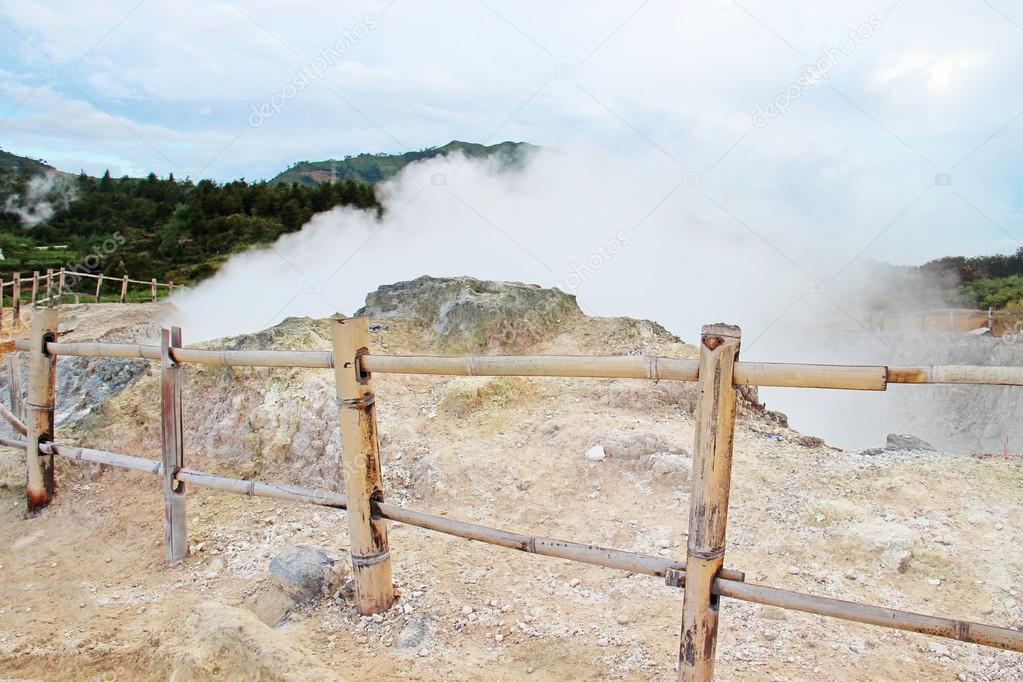 Steaming volcanic krator