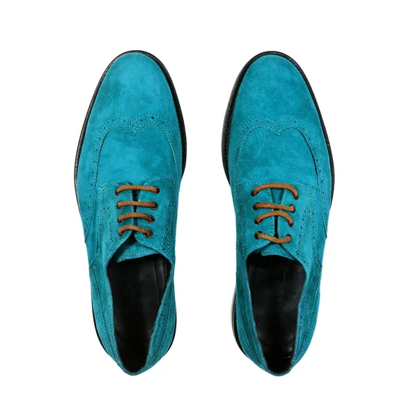 Par de zapatos azules masculinos aislados sobre fondo blanco — Foto de Stock