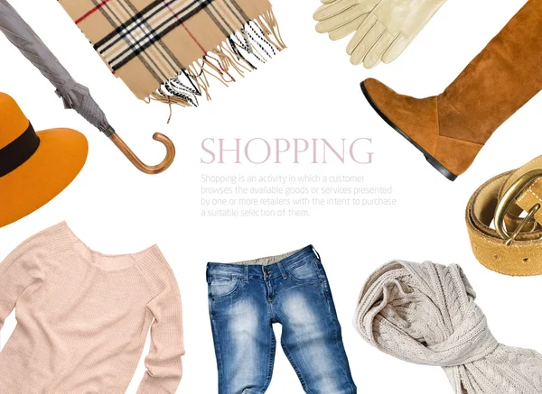 Collage of clothing in warm color scheme — Stock Photo, Image