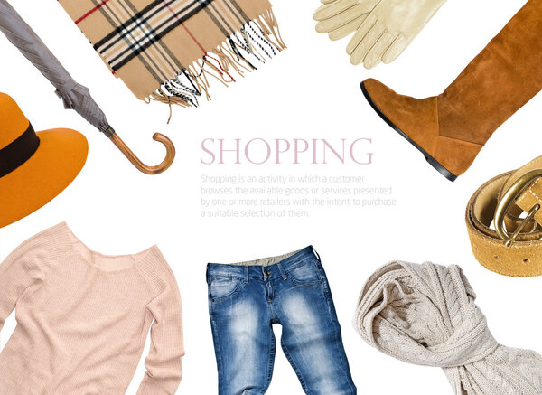 Collage of clothing in warm color scheme